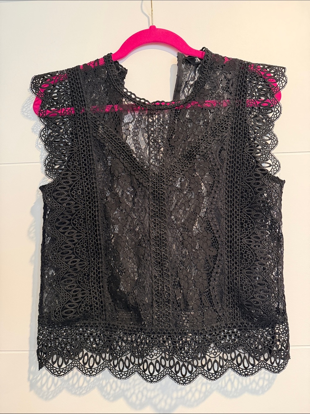 Zara Black Lace Cap-Sleeve Camisole